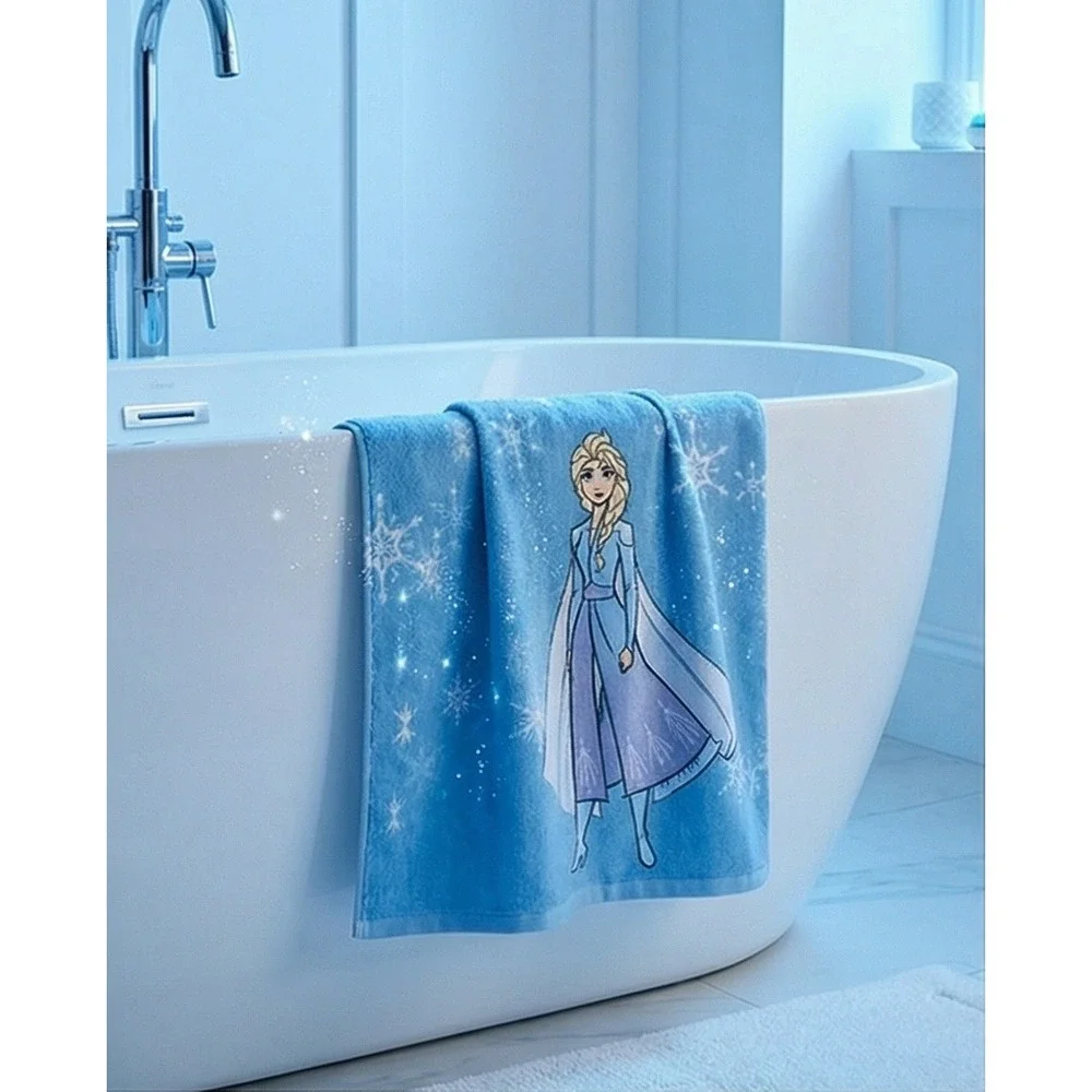 Disney Frozen‎ II 2 Piece Bath Set Elsa Blue Cotton Towel and Loofah NIB